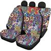 Howilath - Coprisedili anteriori e posteriori per auto, motivo mandala etnico con fiori, adatto alla maggior parte delle auto, berlina, SUV