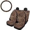 SEANATIVE, Set di coprisedili per auto, 5 pezzi, con coprisedili anteriori, coprisedili posteriori e coprivolante, antiscivolo, unisex, con stampa animalier leopardata