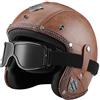 EBAYIN Casco vintage retrò Scooter Casco jet ciclomotore Casco mezzo casco in pelle 3/4 con visiera Casco aperto per uomo e donna Certificazione DOT ECE,H-XXL(63~64cm)