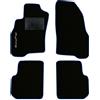 QUEMAR Tappetini Auto compatibili con Punto e Punto EVO 2009-2018/ Kit Tappeti in Moquette e Gomma su Misura (Set 2 Anteriori + 2 Posteriori)/Ricami e Colori Personalizzati (1 Ricamo, Bordo Blu)