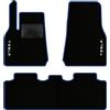 QUEMAR Tappetini Auto compatibili con Tesla Model Y dal 2020 anche Juniper/Kit Tappeti Moquette e Gomma su Misura (Set 2 Anter.+1 Poster.)/ Ricami e Colori Personalizzati (Bordo Blu, 2 Ricami)