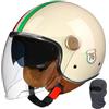 XYLGJYT Casco da moto jet con doppia visiera, casco jet retrò, mezzo casco omologato ECE/DOT, lente lunga, for uomo e donna, scooter, cruiser, scooter(Beige,L(58~59cm))