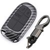 ontto Guscio Cover per Chiave Telecomando Auto per Jeep Renegade Compass Grand Cherokee Chrysler 300C Dodge Fiat 500X Coprichiave in Plastica Custodia Protettivo Portachiavi-Carbonio Nero