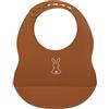Nattou Bavaglino in silicone con vaschetta di raccolta, coniglietto, misura regolabile, senza BPA, ca. 20 x 27 cm, silicone, colore marrone rosso