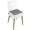 Chickwin Cuscino Rialzo Sedia per Bambini, Tinta Unita Cuscino Alzasedia con Cinghie Regolabile Lavabile Smontabile Cuscino Seduta per Sedia da Pranzo (Grigio Bianco,32x32x8cm)