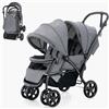 LIFEZEAL Passeggino Gemellare, Doppio, Carrozzina per Bambini, Passeggino da Viaggio, Leggero, Pieghevole, Compatto, Regolabile, Portatile, Reclinabile, Comodo, Max 30 kg, 123x57x95-110 cm (grigio)