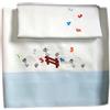 Zigozago - Set 3 pz Lenzuola per culla in cotone con Ricamo Pecorelle | Colore: Azzurro | Federa, Lenzuolo e Coprimaterasso con Elastico | Misure 90x75 cm | Fatto a Mano personalizzabile con nome