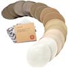 KeaBabies Assorbilatte di bambù Organico - 14 Cuscinetti Lavabili + Borsa da Bagno - Cuscinetto per Capezzolo per Allattamento in maternità (Coffee, XL 14cm)