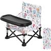 LADIDA Seggiolone portatile con vassoio rimovibile, seggiolone pieghevole da viaggio con borsa da viaggio, motivo floreale, per interni ed esterni, spiaggia, picnic 305