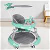 HUOLE Girello Bambino Primi Passi per Bambini da 6 Mesi a 15 kg, Regolabile in Altezza, girello pieghevole per bambini con vassoio di gioco interattivo con suoni, 70 * 70 * 91cm - Verde