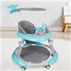 HUOLE Girello Bambino Primi Passi per Bambini da 6 Mesi a 15 kg, Regolabile in Altezza, girello pieghevole per bambini con vassoio di gioco interattivo con suoni, 70 * 70 * 91cm - Blu