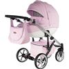 Sojan NAVI Kajtex BBtwin 3 in1 similpelle, passeggino 3 pezzi con corona, Trio eco-pelle, pelle (rosa)