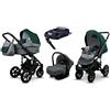 BabyLux® Bambini Passeggino Completo Set 4 in 1 - Sky Lark - incl. Navicella, Canna, Seggiolino Auto, ISOFIX Base - Carrozzina Neonati Sistema Combinato - con Borsa fasciatoio ecc.