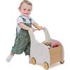 RELAX4LIFE Girello Primi Passi in Legno per Bambini, Carrellino Porta Giochi con Ruote in Gomma, Baby Walker per 1-3Anni (Bianco)