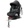 Veitoalioy Seggiolino auto per Bambini con Rotazione 360°, Regolabile Rivolto in e posteriore seggiolino, Cuscino testa regolabile, Altezza e inclinazione regolabili (Black with Pedal stand)