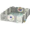 Magic ZC Box Bambini, Recinto per Bambini, Centro Attività Infantile Parco Giochi per Bambini con Schiuma Anticollisione, Box Neonato Grande Pieghevole Interni ed Esterni (Y 14+2)