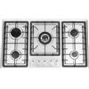 Queeucaer Fornello a gas a 5 fuochi, in acciaio inox, quattro livelli di potenza, 5 fiamme, fornello a gas con 2000 pa,86 x 51 x 9 cm in acciaio inox per grandi cucine come ristoranti e alberghi