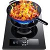 Generico Fornello A Gas Da 43 Cm, Bruciatore Wok A 9 Cavità Da 5,2 KW, Piano Di Cottura In Vetro Temperato, Con Timer Di Protezione Da Spegnimento Fiamma, Kit Fonte Di Gas NG/GPL(NG)