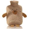 TaimeiMao Hot Water Bottle with Cover,Gomma Caldo Bottiglia d'Acqua,per Mano Piede | Morbida Cover Peluche Bottiglia D'acqua,Borsa dell'acqua calda,Hot Water Bottle with Covers per Mano Piede Caldo (Marrone)