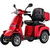 VELECO GRAVIS - Scooter Disabili a 4 ruote - Completamente assemblato e pronto all'uso - Sicuro e stabile - Illuminazione completa a LED - Ampio deposito e portabicchieri(ROSSO)