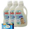 Generico Bio Presto Detersivo Bucato Delicato per Capi dei Bambini - Pack 3×1,5 L - Uso Lavatrice e Mano - Formula Delicata Senza Coloranti - 40 Salviettine Sole Luna in Omaggio