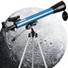 Cowiewie Telescopio Astronomico 50/600 mm, Telescopio Rifrattore per Bambini e Principianti con Visore Punto Rosso, Treppiede, Adattatore per Telefono, 2 Oculari H12.5 mm e H20 mm