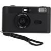POPETPOP Fotocamera a Pellicola Riutilizzabile in ABS Nera Flash Incorporato Macchina Fotografica Retrò Compatta senza Batteria per Fotografia Analogica e Sviluppo Film 35 MM