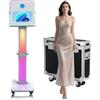 PAAFNN Macchina fotografica portatile per selfie, con touch screen, da 15,6 pollici, con luce RGB, stazione di condivisione con custodia per volo, per feste di nozze, eventi (bianco, macchina per fototesse)