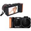 VBESTLIFE Fotocamera Digitale 4K, Fotocamera a Doppia Schermata UHD da 70 MP, Zoom 50x, Punto Portatile e Fotocamera Digitale per Adolescenti, Adulti, Selfie (BLACK)