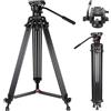 COMAN KX3636 - Treppiede video professionale in alluminio resistente da 188 cm, con piastra a sgancio rapido e testa fluida a 360 gradi per DSLR, videocamere, fotocamere, carico massimo: 8 kg