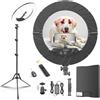 xianyanbao Kit di luci ad anello da 45 cm, luce LED dimmerabile da 55 W, supporto treppiede, telecomando, scatola, CRI95 (18) (nero, 18-2)