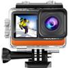 Generic Hanzete Action Camera 4K Ultra HD 24MP Impermeabile Anti-Shaking con 2.0 pollici Touch Control Screen Doppio Schermo 170 ° Grandangolo Supporto Live Streaming con Filtro UV Custodia Impermeabile