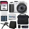 PHOTO4LESS Kodak PIXPRO AZ255 - Fotocamera digitale (bianco) + custodia per fotocamera Point & Shoot + scheda di memoria SD Transcend da 32 GB + batterie ricaricabili e caricabatterie + lettore di schede USB +