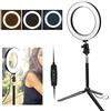 Tbest Lampada Fotografica Dimmerabile con Luce Ad Anello a LED in Lega di Alluminio con Bastone per Selfie su Treppiede
