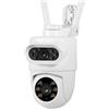 Yhytgbhk Telecamera IP WiFi da esterno 5MP + 5MP 5K HD Dual Lens Smart PTZ Wireless Home Security CCTV Video sorveglianza Rilevazione umana(5K With 64GB Card)