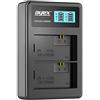 ayex Caricatore USB Dual compatibile con Sony NP-FW50 per esempio a6400 a5100 a7 II a7R a7S II batteria ricarica tramite USB-C ad esempio laptop e power bank con indicatore di carica LCD