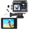 BJdfgE Telecamera sportiva 5K Action Camera Pro WiFi con telecomando e registrazione video HD 1080P 60FPS for bici, moto casco(128G Card,1080P-No EIS)