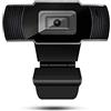 DMETE Telecamera per videoconferenza Webcam 1080p pieno USB HD Fotocamera Web con microfono USB and Play Videochia HD Web Cam for Pc Webcast for computer portatile computer per grandi sale riunioni(BLACK 10