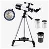 WANWEN Telescopio professionale per adulti, apertura 70 mm, lunghezza focale 400 mm, telescopi rifrattori portatili astronomici per bambini e principianti, con treppiede regolabile, 2 oculari, lente di