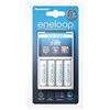 Eneloop Panasonic eneloop, caricatore base, per 2/4 pile NiMH AA/AAA, comprese 4 pile eneloop AA stilo, min. 1900 mAh, 2100 cicli di carica