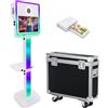 NEWESGOGO Macchina fotografica DSLR per selfie da 15,6, portatile, con touch screen, con luce RGB, per matrimoni, eventi, feste, cabina fotografica con custodia da volo (bianco, macchina + mini stampante)