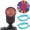 Camnoon Kit di filtri per illuminazione flash per fotocamera a testa rotonda, 24 pezzi, kit di filtri per correzione del colore per flash Godox serie V1 Speedlight H200R con custodia