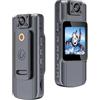 QZCX Bodycam, Mini fotocamera con schermo HD IPS 180 Len ruotabile e clip posteriore Full HD Fotocamera indossata dal corpo della polizia Videocamera portatile tascabile Bodycam(WiFi Mini Cam)
