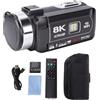 Sxhlseller Videocamera 8K, Videocamera per da 64MP Zoom Digitale 18X Touch Screen da 3 Pollici con Luce LED WiFi Videoregistratore Webcam per YouTube Travel Content Creator