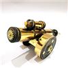 Ganga Nautical Telescopio decorativo in ottone con supporto in legno nero, stile nautico vintage, finitura dorata