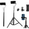 PellKing - Asta di estensione per treppiedi 2 in 1, 59 pollici, regolabile, con clip per telefono per DJI OM4/Osmo Mobile 3 2/Feiyu Zhiyun e altri accessori per stabilizzatore cardanico
