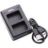 vhbw caricabatterie USB duale compatibile con Garmin 010-12256-01, 361-00080-00 batterie di videocamera, reflex - Stazione di ricarica