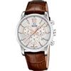 JAGUAR Swiss Made Orologio Uomo Cronografo in Pelle Marrone | Orologio al Quarzo, Calendario, Vetro Zaffiro ad Alta Resistenza, Impermeabile 5 ATM, J968/1, Acamar, Quadrante Argentato
