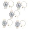 GALPADA 5 Set guarda collana ragazza regali per ragazze adolescenti ladies watch women watch orologio da polso da ragazza braccialetto dell'orologio da polso Batteria a bottone bianca