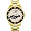 Toff London Orologio da uomo regalo per gli appassionati di auto d'epoca beige nero 42 mm